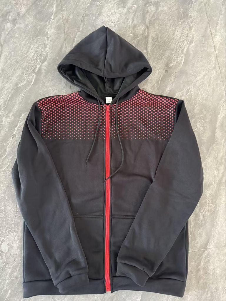 Men's Polka Dot Sporty Casual Fleece Cardigan Hoodie for Autumn/Winter
