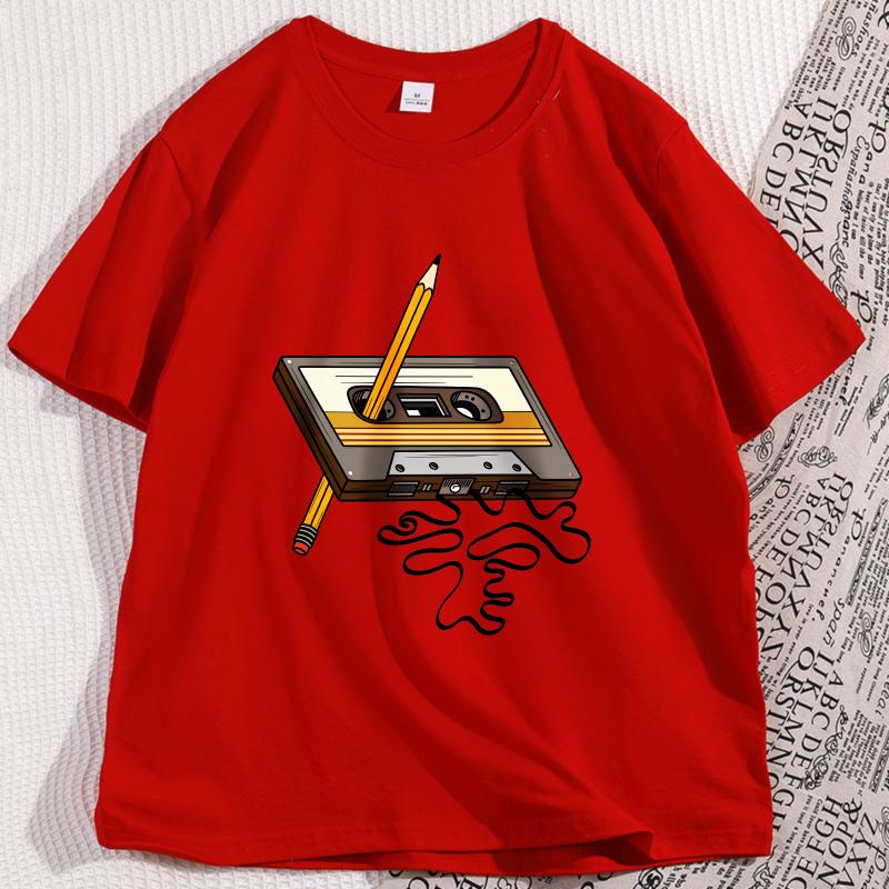 

Cassette Tape Vintage 80s Tshirt for Men Women Old Music Graphic Tees Cotton Loose Round Neck Short Sleeve T Shirt Clothing S