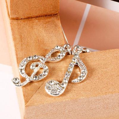 Top Hot Music Note Drop Women Gift Fashion Accessories Crystal Dangle Drop Earring Earrings Jewelry