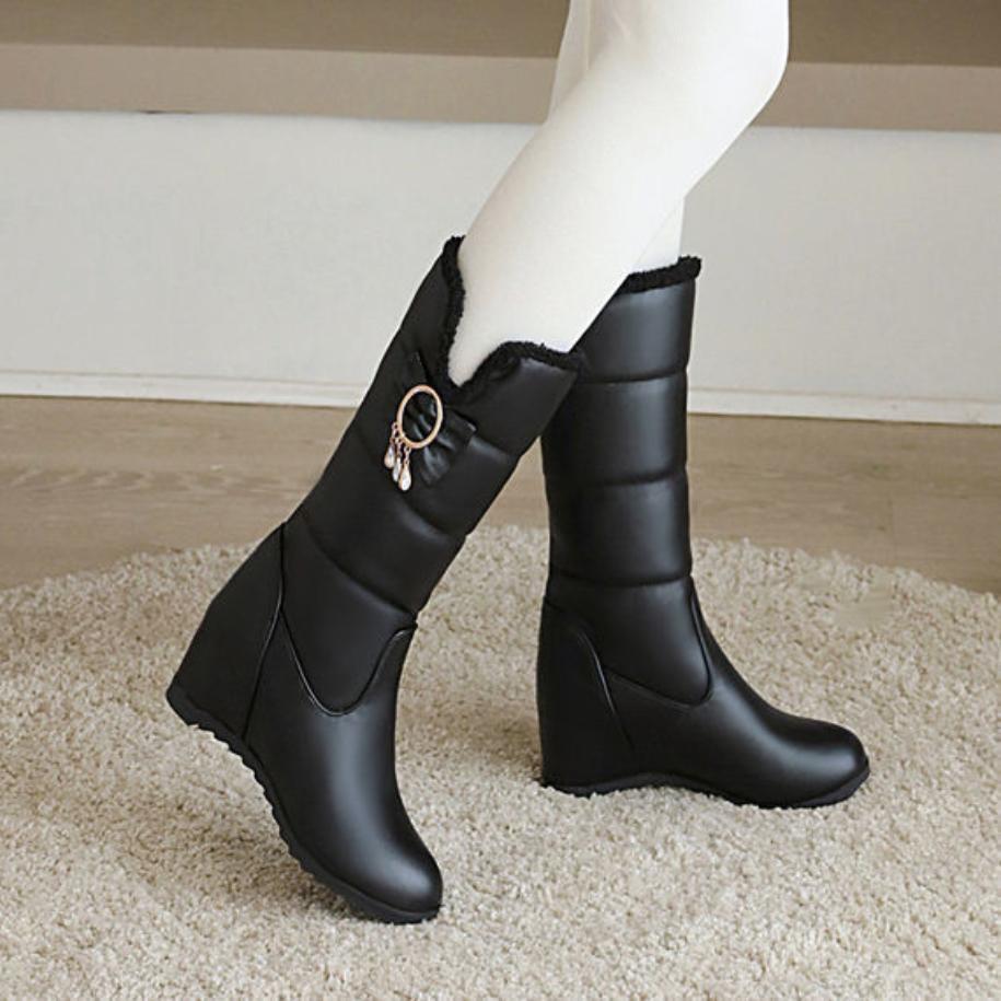 

Корейская версия осенне-зимних полусапог, женская обувь, увеличивающая рост, хлопковые сапоги, теплые бархатные зимние сапоги из плотного бархата 36 чёрный