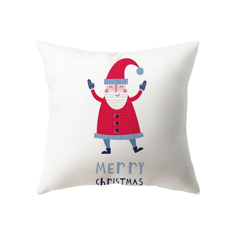 Christmas Decoration Santa Claus Print Pattern Cushion Cover Home Living Room Sofa Square Pillow Cover