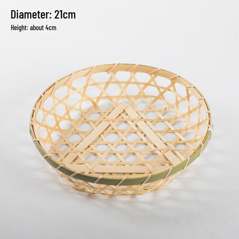 Handcrafted Bamboo Woven Basket Set: Sieve, Storage, Fruit Plate, Snack Tray, Round Farmhouse Winnowing Design