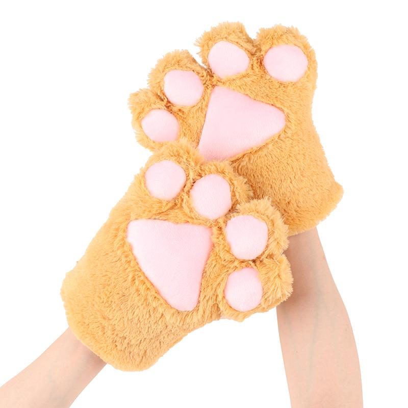 Cute Bear Cat Paw Gloves Fluffy Plush Cartoon Animal Anime Lolita Cosplay Mitten