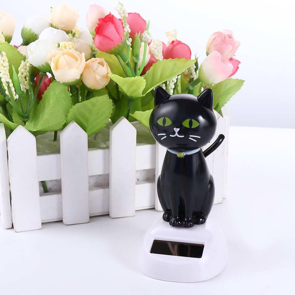 Eco Friendly Dashboard Ornament Solar Toy Doll Dancing Cat Figure Bobble Head Doll Shaking Head Cat