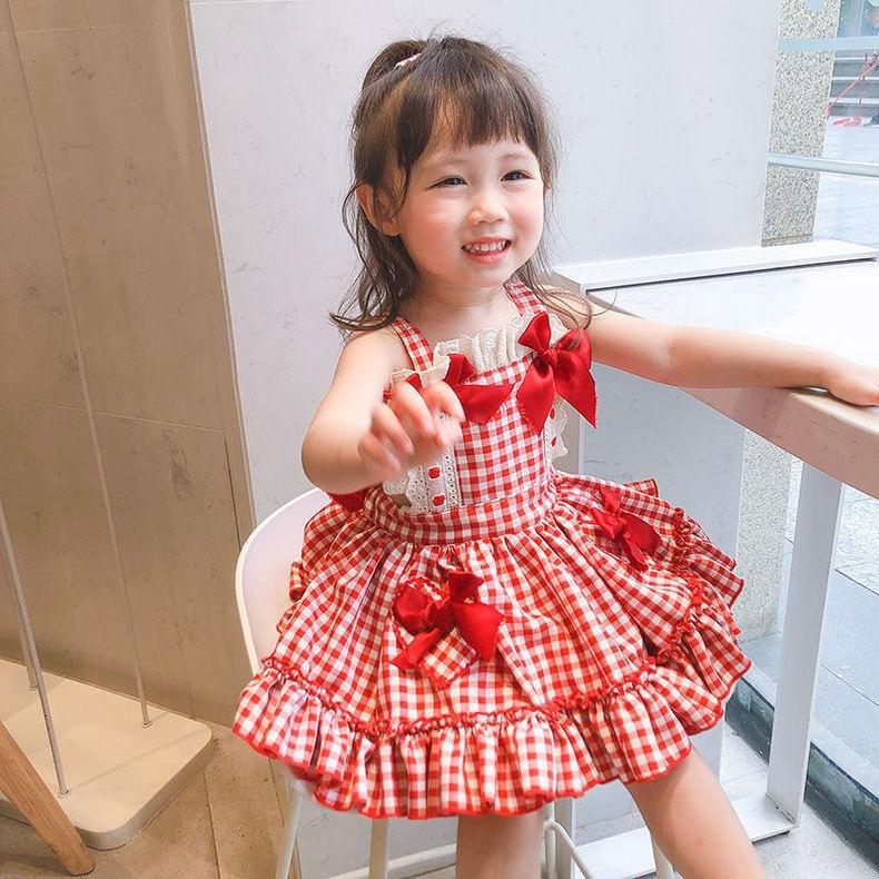 Girls Summer Plaid Princess Dress Cute Backless Spaghetti Strap Sundress For Toddler Kids Children Party Wear