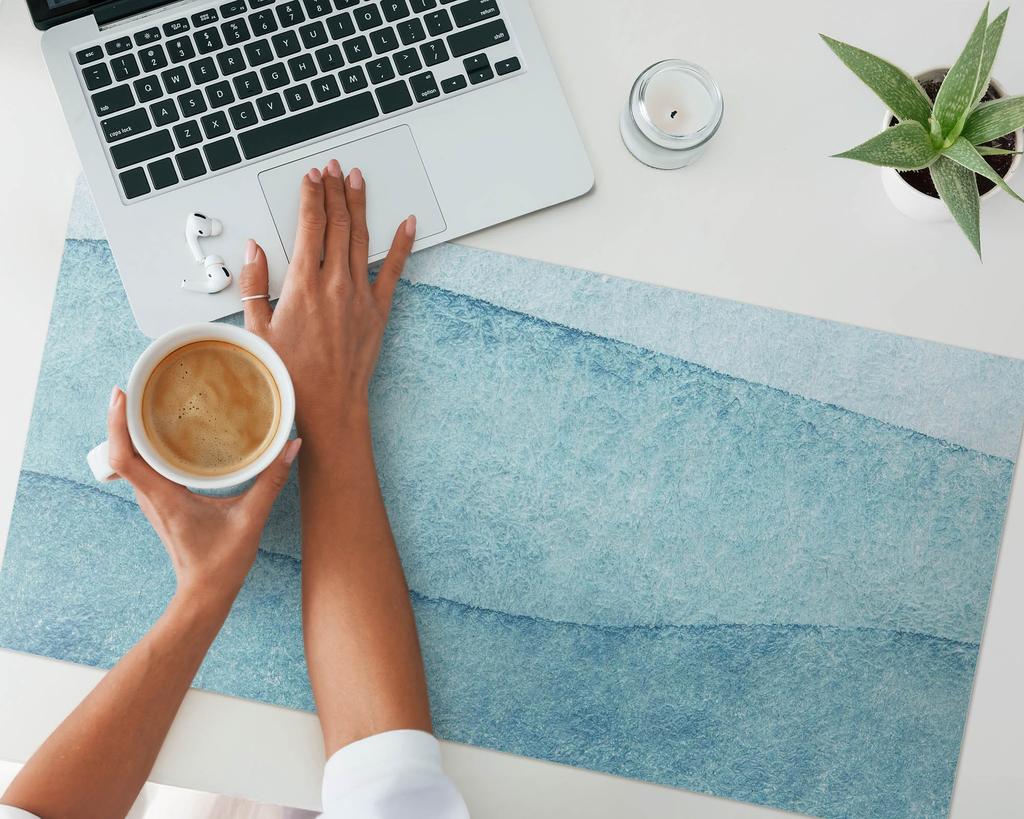 Non-slip Protective Desk Mat with Pastel Waves Print 90x45 cm