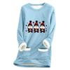 Ladies' Loose And Comfortable Round Neck Christmas Print Thick With Pockets Long Sleeved Top