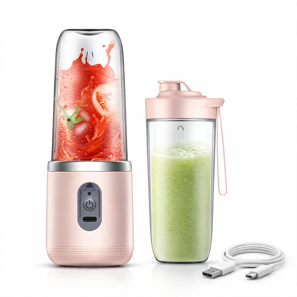 2-Cup Electric Juicer Blender Mixer Mini Wireless Portable Home USB Rechargeable 6-Blade Gift Juice Cup Multifunctional Juicer, Juice Cup, Kitchen