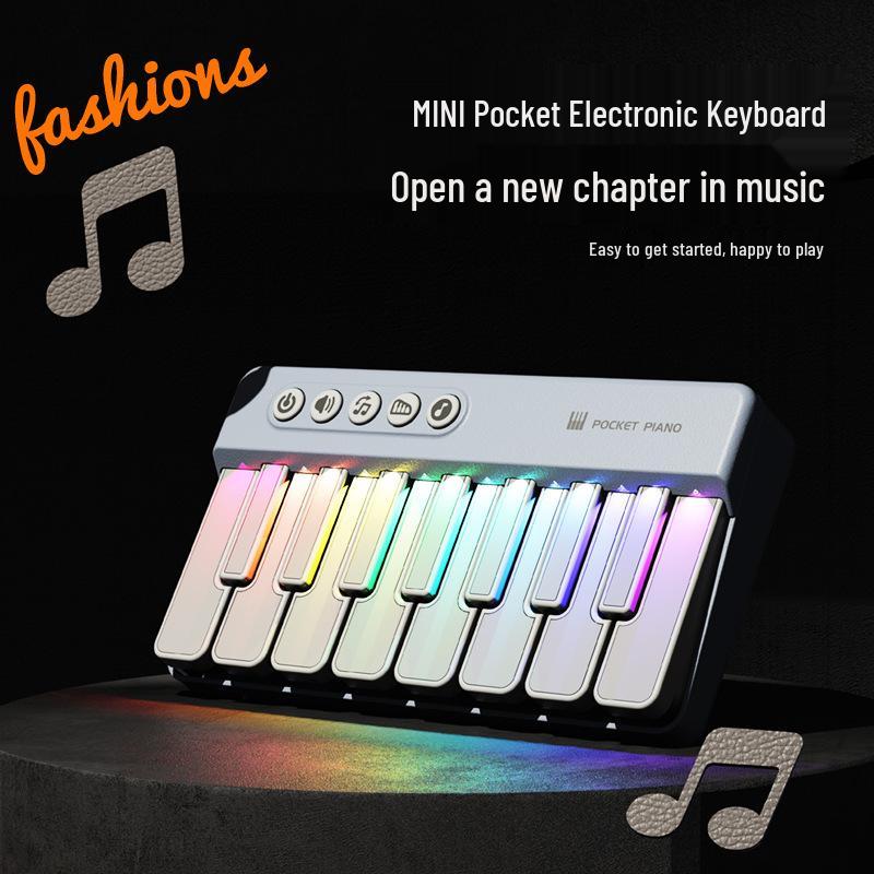 Children s Rainbow Music Keyboard: Electronic Toy Piano for Play & Sing White Rainbow Pocket Piano
