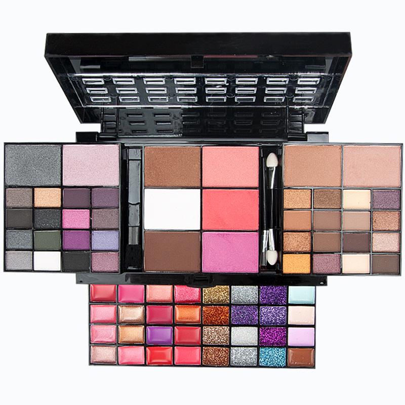 74-Color Eyeshadow, Lip Gloss, Blush & Foundation Cream Glitter Makeup Set