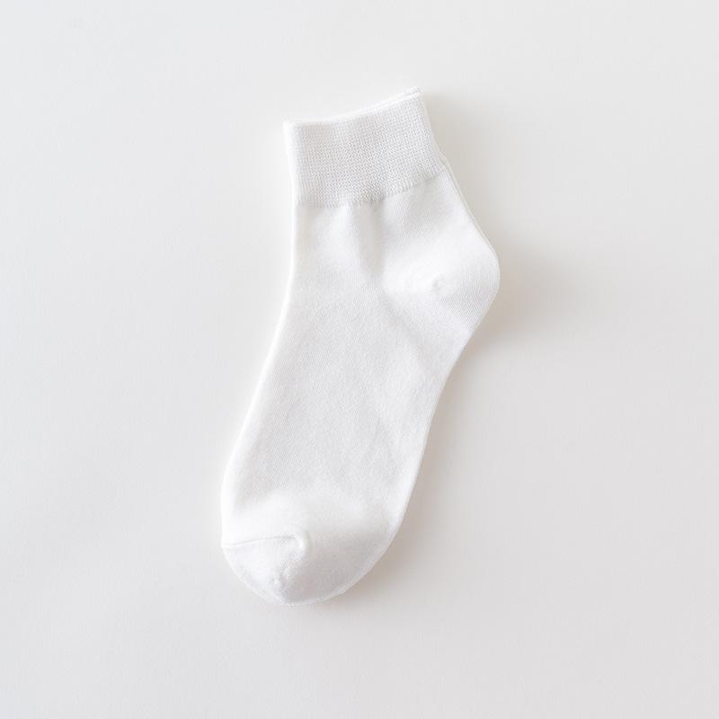 Korte Katoenen Sokken voor Dames, Ademende Effen Kleur College-stijl Katoenen Sokken