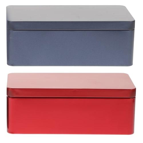 

NUOLUX 2-Piece Square Storage Box for Food Storage, Brown and Blue