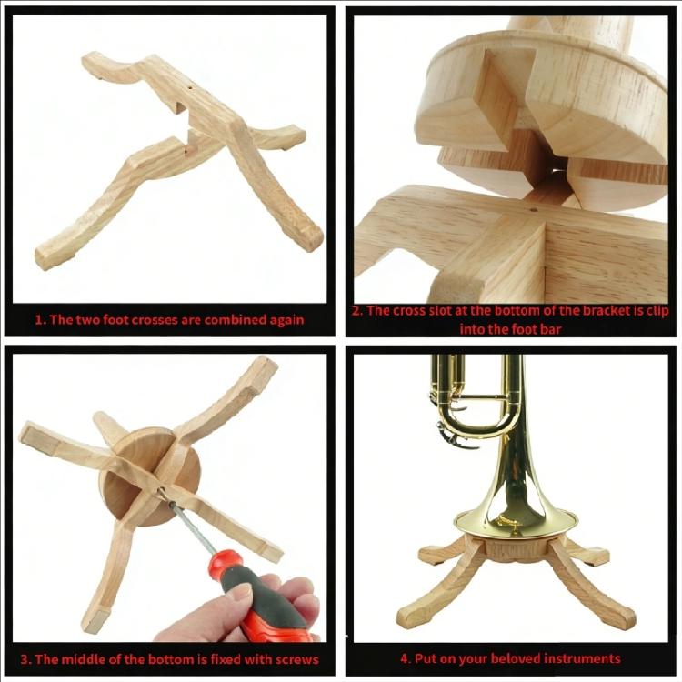 Supporto Espositore per Tromba in Legno Fatto a Mano Design Sicuro e Stabile Rastrelliera Portatromba per Ambienti Professionali e Domestici
