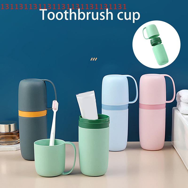 Travel Toothbrush Cup with Toothpaste Holder Portable Mouthwash Cup Simple Design for Business Trips Home Camping Accessories