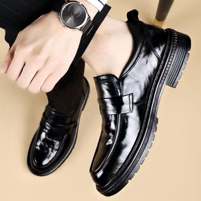 Men's Versatile Waterproof Leather Slip-on Driving Shoes - Fashionable, Stain-Resistant Business Casual Footwear