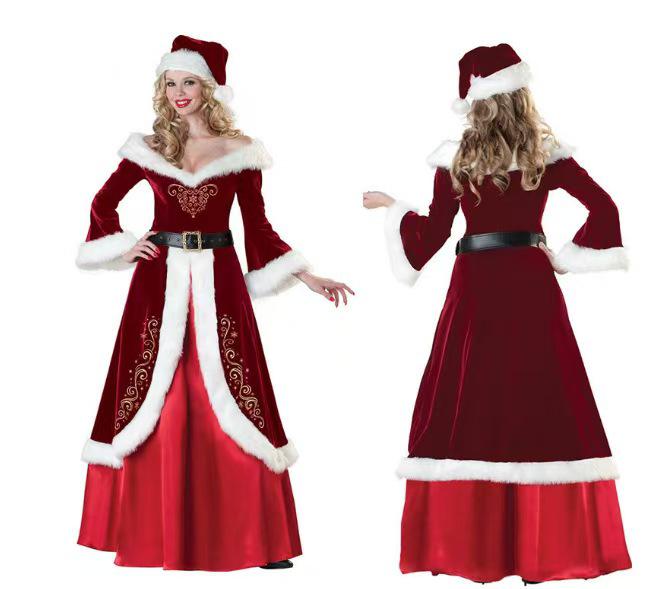 2025 Christmas Queen Santa Costume - Cosplay Little Red Riding Hood Long Dress L