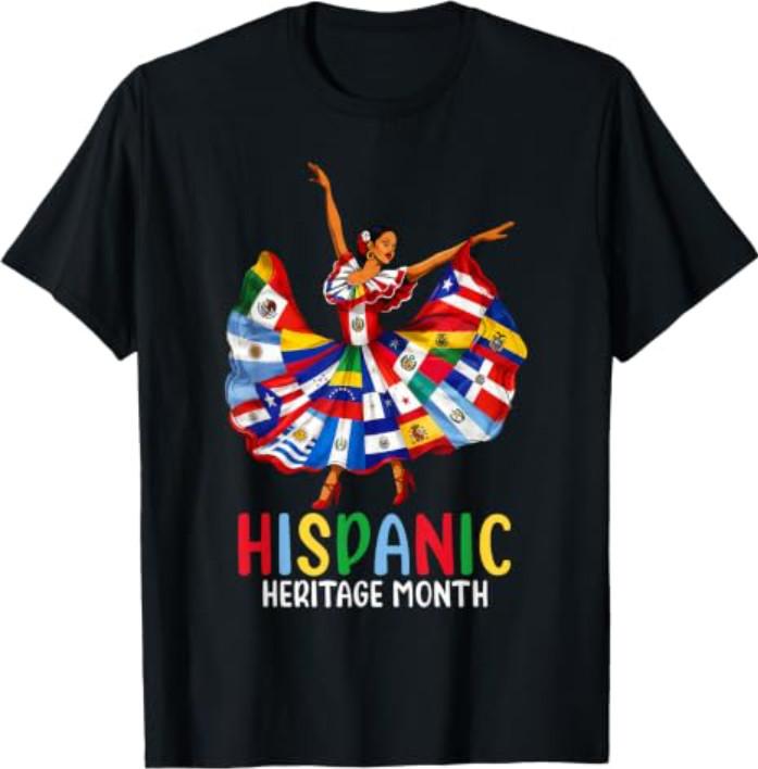 Hispanic Heritage Month Latino All Countries Flag T-Shirt