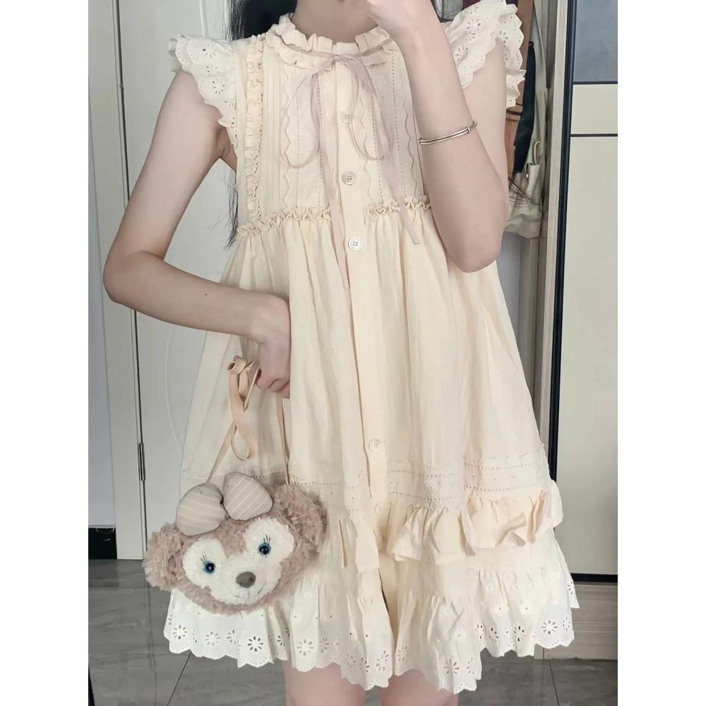 Sweet Little Flying Sleeve Dress Temperament New Women's Summer Small Fugitive Princess Chic Puffy Short Dress