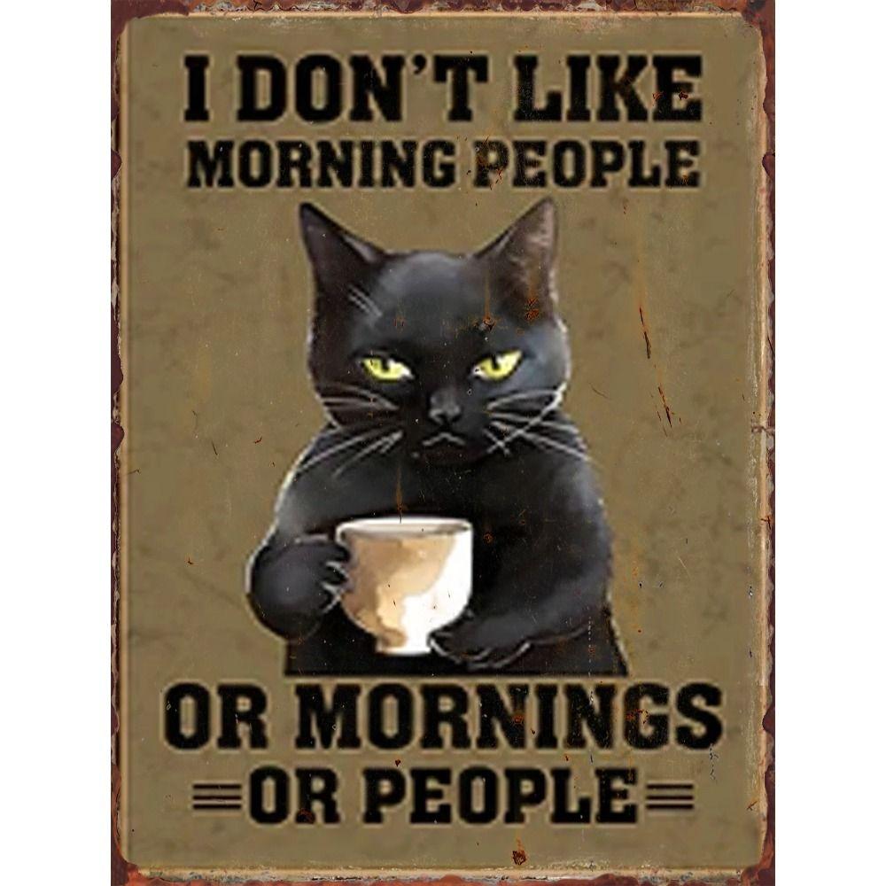 Retro Katze Kaffee Metallblechschild Wanddeko Vintage Küchenkunst 20x30 cm