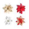 New Year Gift Fake Flowers Artificial Christmas Flowers Glitter Christmas Tree Ornaments