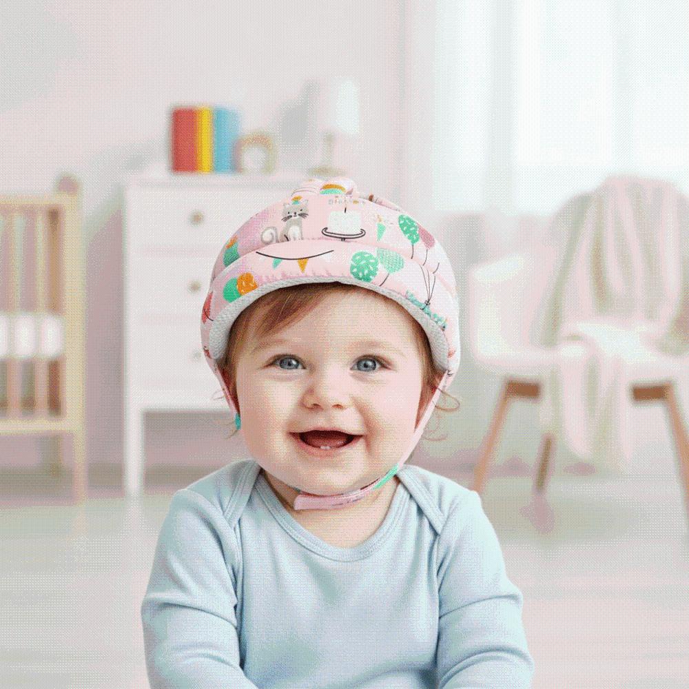 Cartoon Pattern Head Protector Adjustable Strap Infant Cap Safety Helmet Crawling Practice