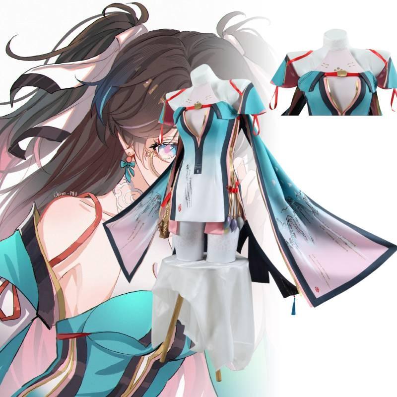 Wuthering Waves Christmas Zhezhi Xmas Lady Cosplay Costume Performance Fans Set
