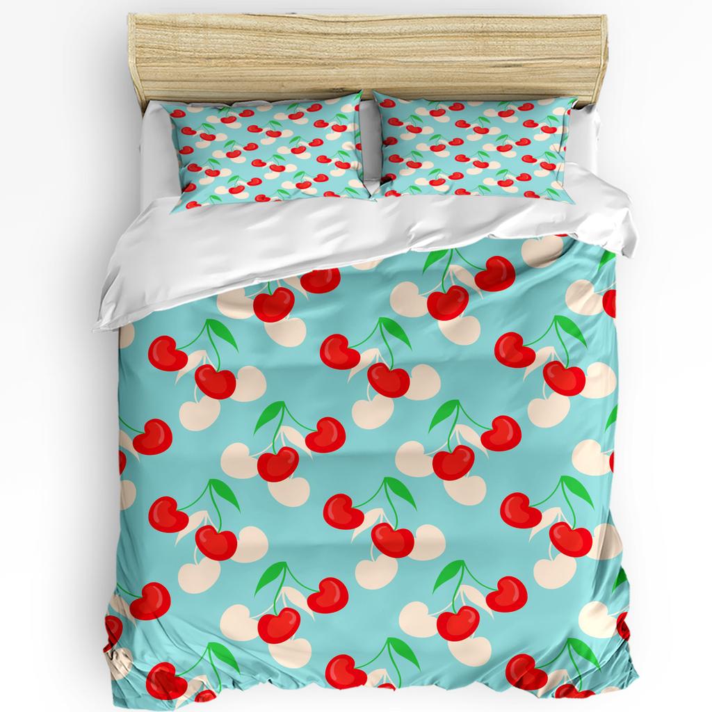 Summer Fruit Red Pomegranate Green Leaf Duvet Cover with Pillow Case Custom 3pcs Bedding Set Quilt Cover Double Bed Home Textile