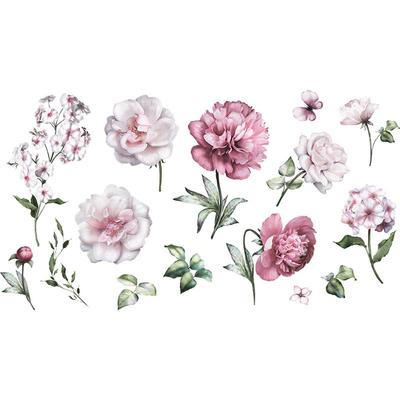 Removable Pink Peony Flower Mural Decal Home Decor Wall Stickers