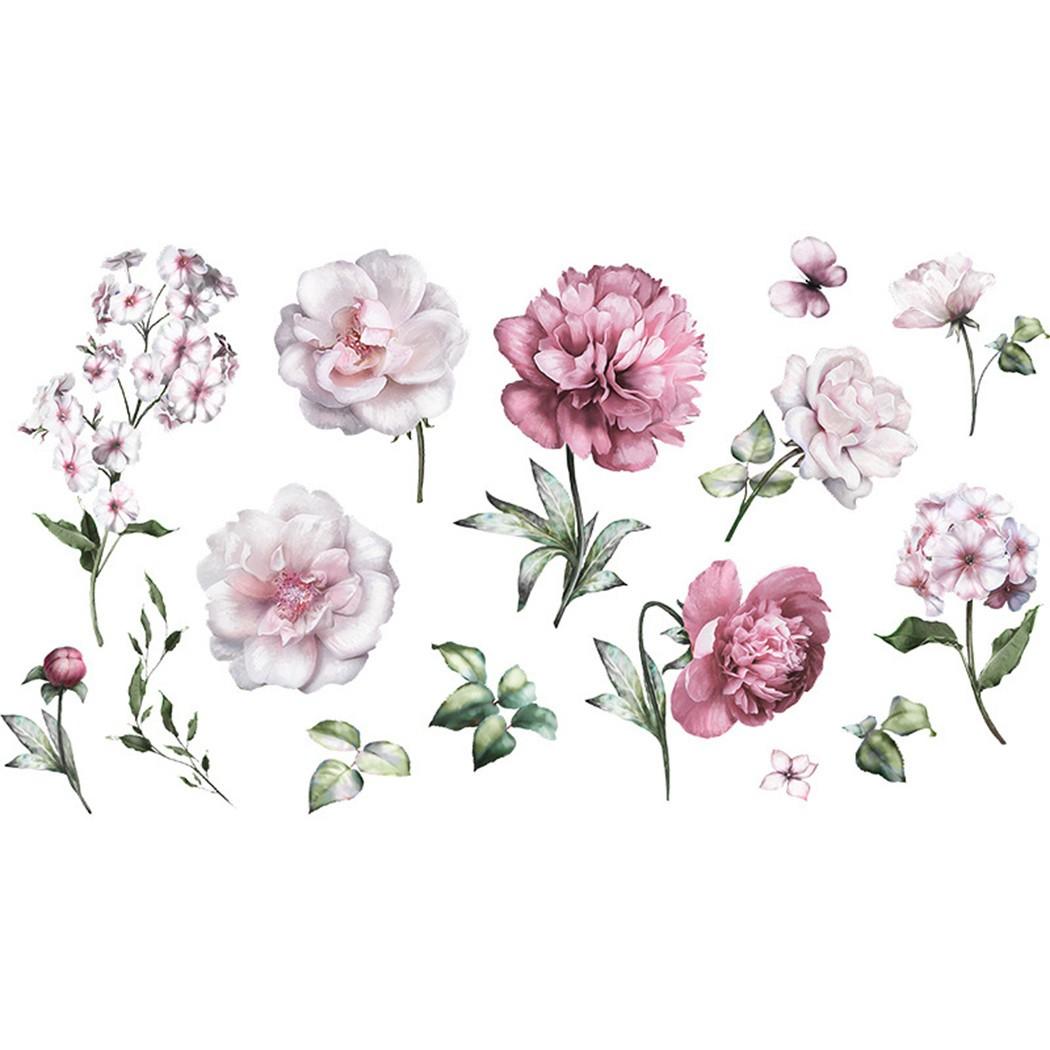 

Removable Pink Peony Flower Mural Decal Home Decor Wall Stickers