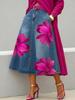 2026 European & American Fashion Faux Denim Floral Women's Half Skirt