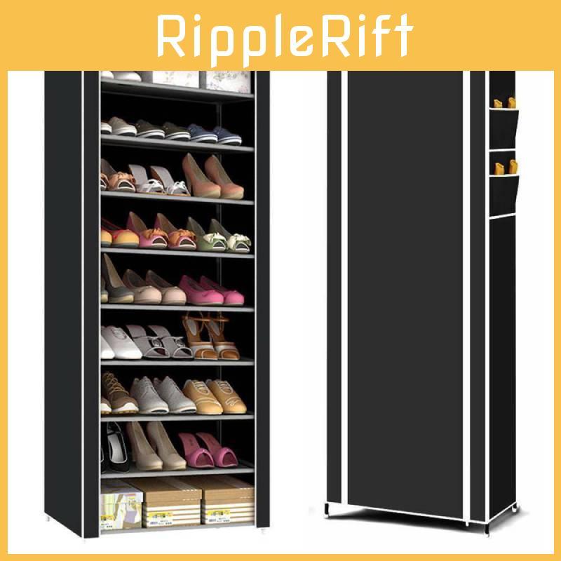 10-tier 9-compartment Shoe Cabinet With Dustproof Fabric Stylish And Practical Shoe Organizer For Home And Rental Properties