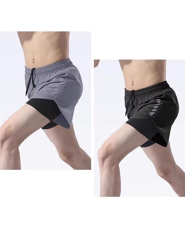 Men's Quick-Dry Anti-Exposure 2-in-1 Sports Shorts: Breathable, Loose, for Running, Basketball, Fitness, and Swimming.