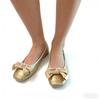 Bow Flat Shoes Women Ballet Flats Metallic Gold Square Toe Slip-On Casual for Daily Wear All-Day Comfort Plus Size 42