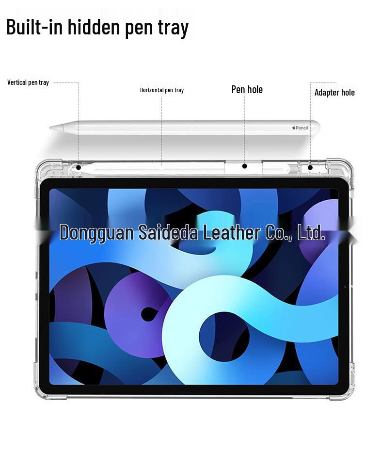 iPad 11 Protective Case with Pen Holder - Fits 6th Gen, 7th Gen, 10.2" Airbag, Pro 12.9" Models, Transparent Cover