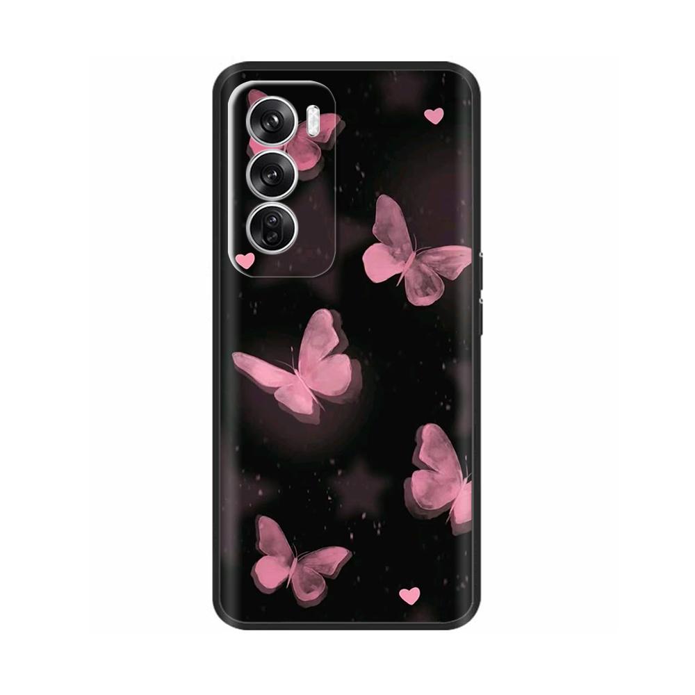 Silicone Case For OPPO Reno 12 Phone Cases Lovely Cat Cover Reno12 5G Soft Liquid Silicon Back Cover For OPPO Reno 12 Pro 5G