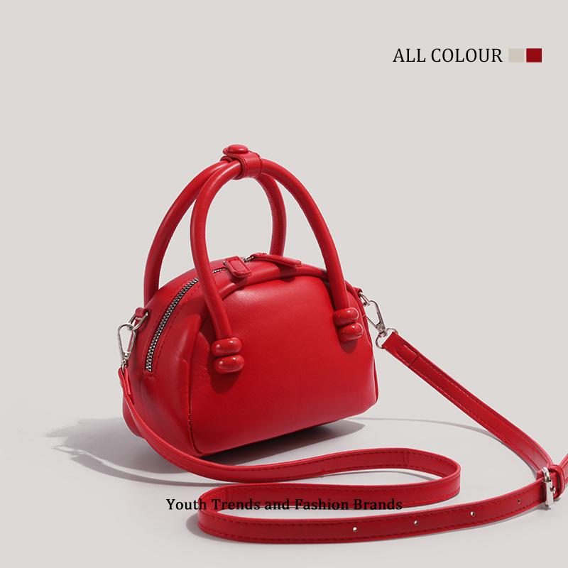 Portable Boston bag, high-quality, all-match shoulder messenger bag, red wedding bag