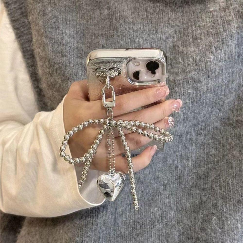 Taschenanhänger Schleife Schlüsselanhänger Schlüsselring Perlenschleife Handyanhänger Anhänger Herz Handyketten Damen Mädchen