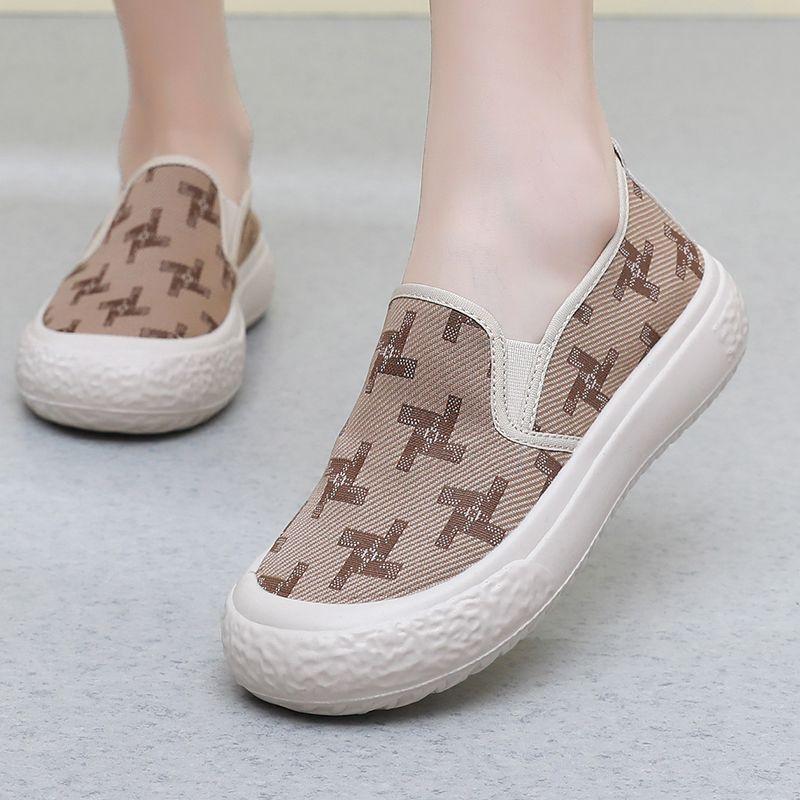 Весна Осень Высокие на платформе Дышащие парусиновые туфли для женщин Удобные Повседневные Тренды 2025 Низкая цена Слипоны Женская обувь 35 2098₽