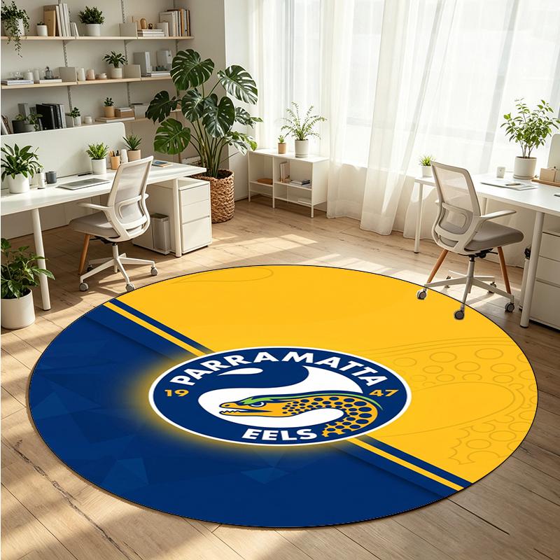 Parramatta Eels Printed Round Crystal Velvet Rug Soft Non Slip Floor Carpet For Bedroom Holiday Gift