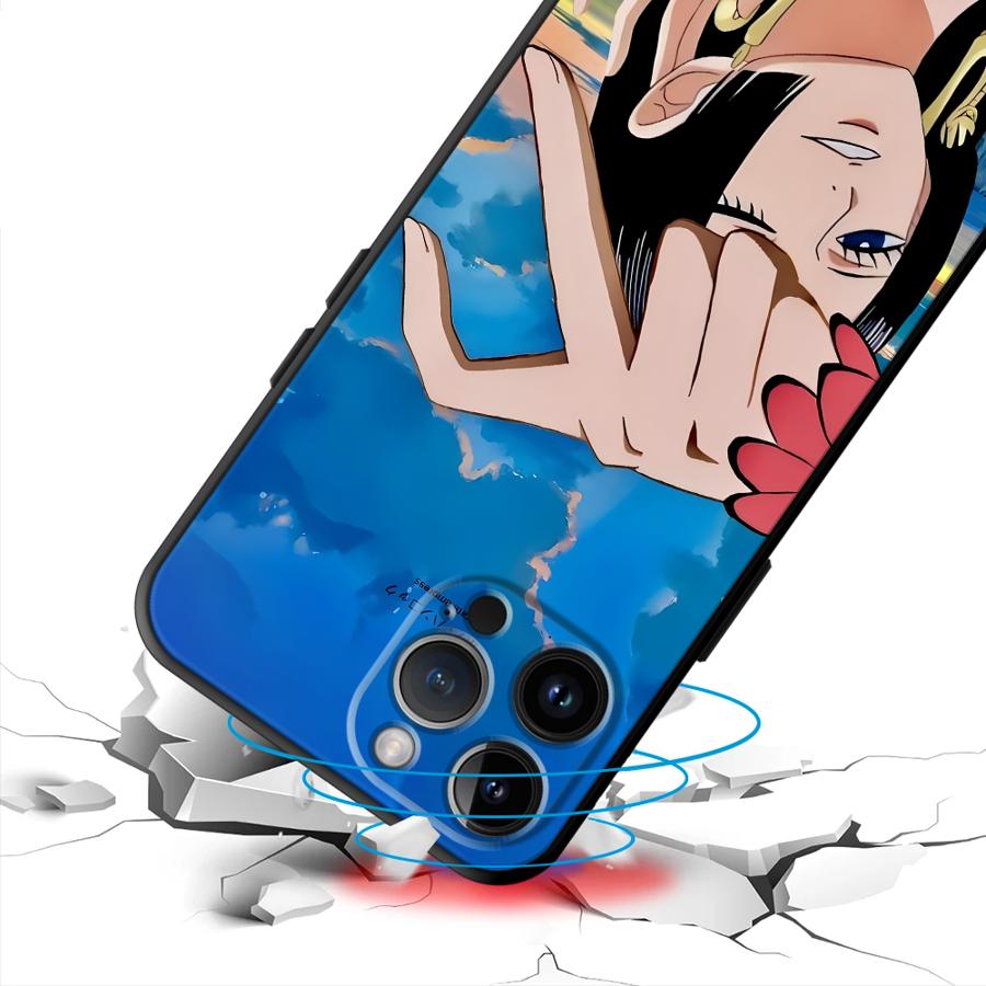One Piece Luffy Boa·Hancock Case for iPhone 13 12 11 17 Pro Max 17Air XR 15 16 14 Plus 7 8 XS Max Black Soft Phone Cover