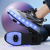 Children's Runaway Shoes Roller Skating Boys' Shoes Double-wheel Runaway Shoes Student Light Skates Shoes with Wheels