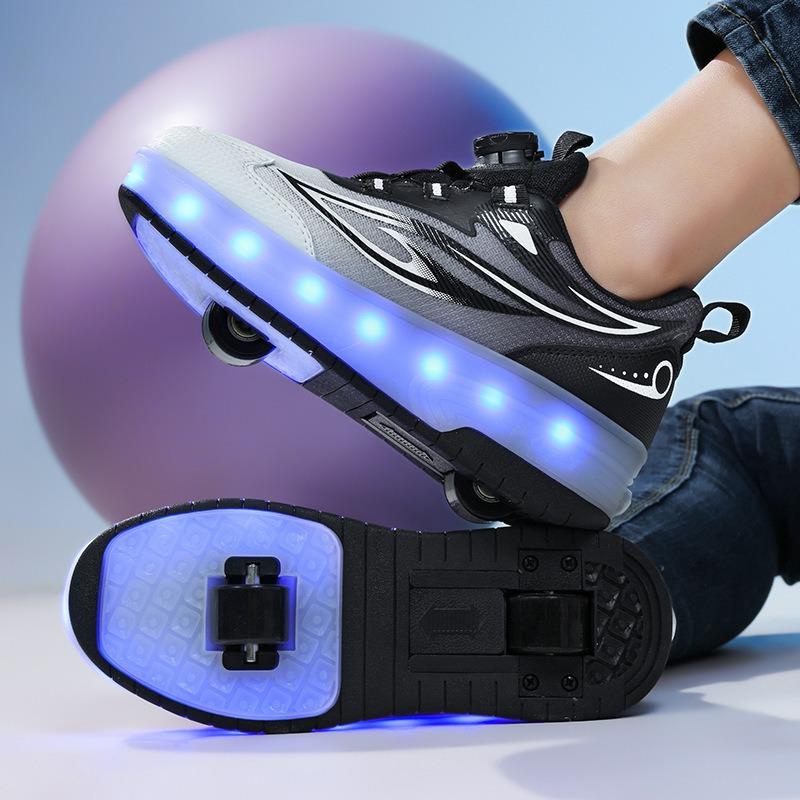 Children's Runaway Shoes Roller Skating Boys' Shoes Double-wheel Runaway Shoes Student Light Skates Shoes with Wheels