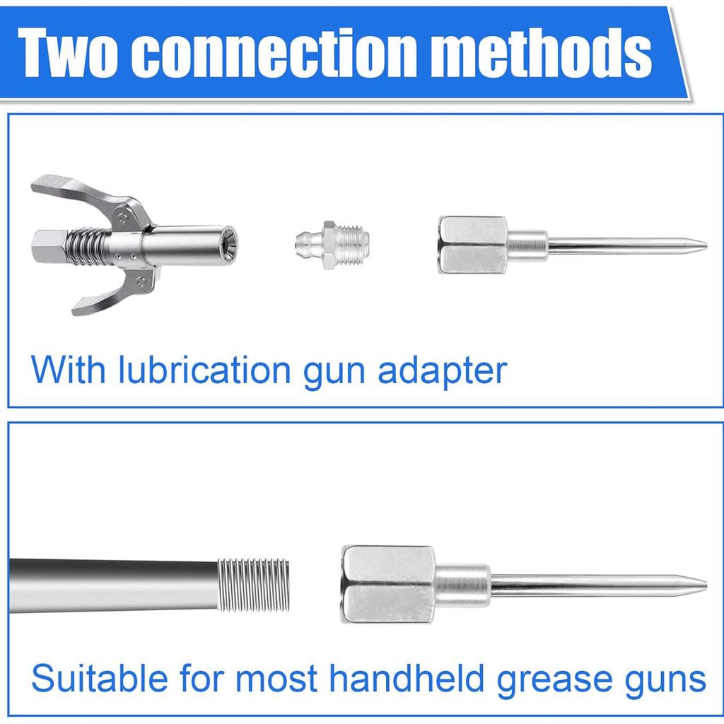 Professional Lubrication Tool Kit Steel Grease Nozzles Needle Dispenser Adapters for Automotive & Industrial Maintenance