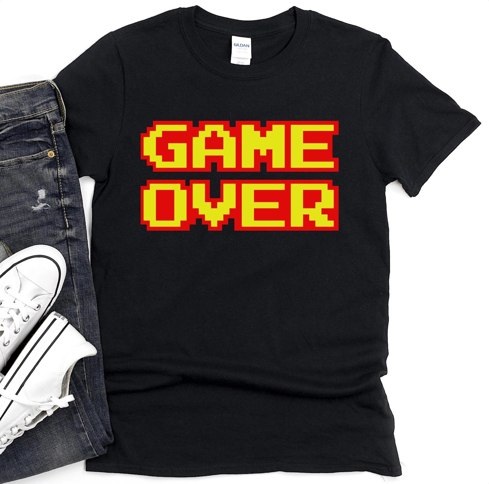 Pixel Art Game Over T-Shirt, Retro 8-bit Gamer Tee XL