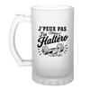 Chope À Bière - PLANETEE - J'peux Pas J'ai Haltéro (minimaliste) - Verre Trempé Givré - 470 Ml - Anse Recto‑verso