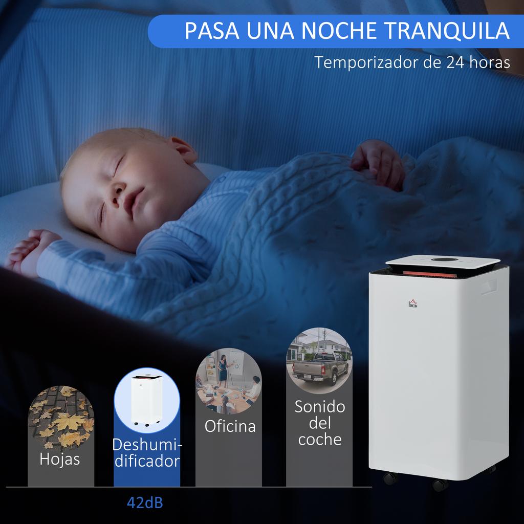 Electric Dehumidifier 10L/day 2.5L Water Tank with 5 Modes 2 Speeds Timer 25x25x50.5cm White
