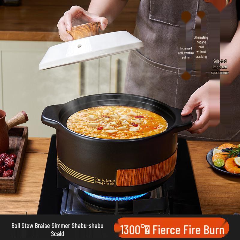 Xiangdong 6L Wood Grain Dry-Burn Resistant Casserole Pot