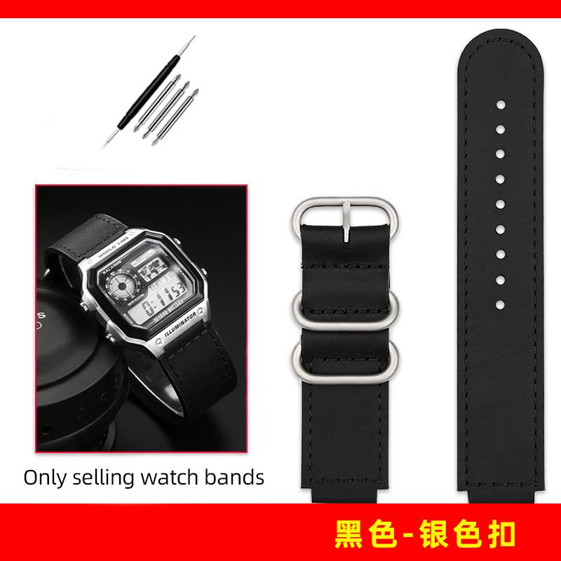 

18mm Retro Leather Strap For Casio AE-1200/1300 F-108 W-218 A158w/A168 DW-H5600 F91w men s Vintage Cowhide Watch Band with tools 18mm