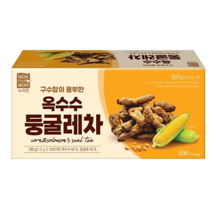 

NOKCHAWON Corn & Solomon’s Seal Tea Tea Bags 100 Count | Korean Herbal Tea 1 box