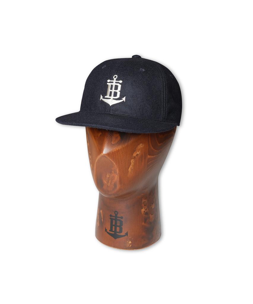 Bancheu Anchor Logo Wool Flannel Vintage Baseball Cap - Navy